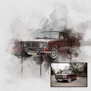 Custom portrait of your car, watercolor car painting from photo, personalized gift for car enthusiast, unique photo for car lovers