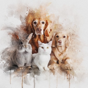Pintura de retrato de mascota en acuarela, retrato de mascota personalizado, ilustración de mascota, dibujo de retrato de perro personalizado, regalo conmemorativo para mascotas, pérdida de mascota