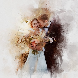 Aangepast aquarelportret van foto, gepersonaliseerd aquarelportret, bruiloft, jubileum, verlovingscadeau, schilderij van Photo_Art