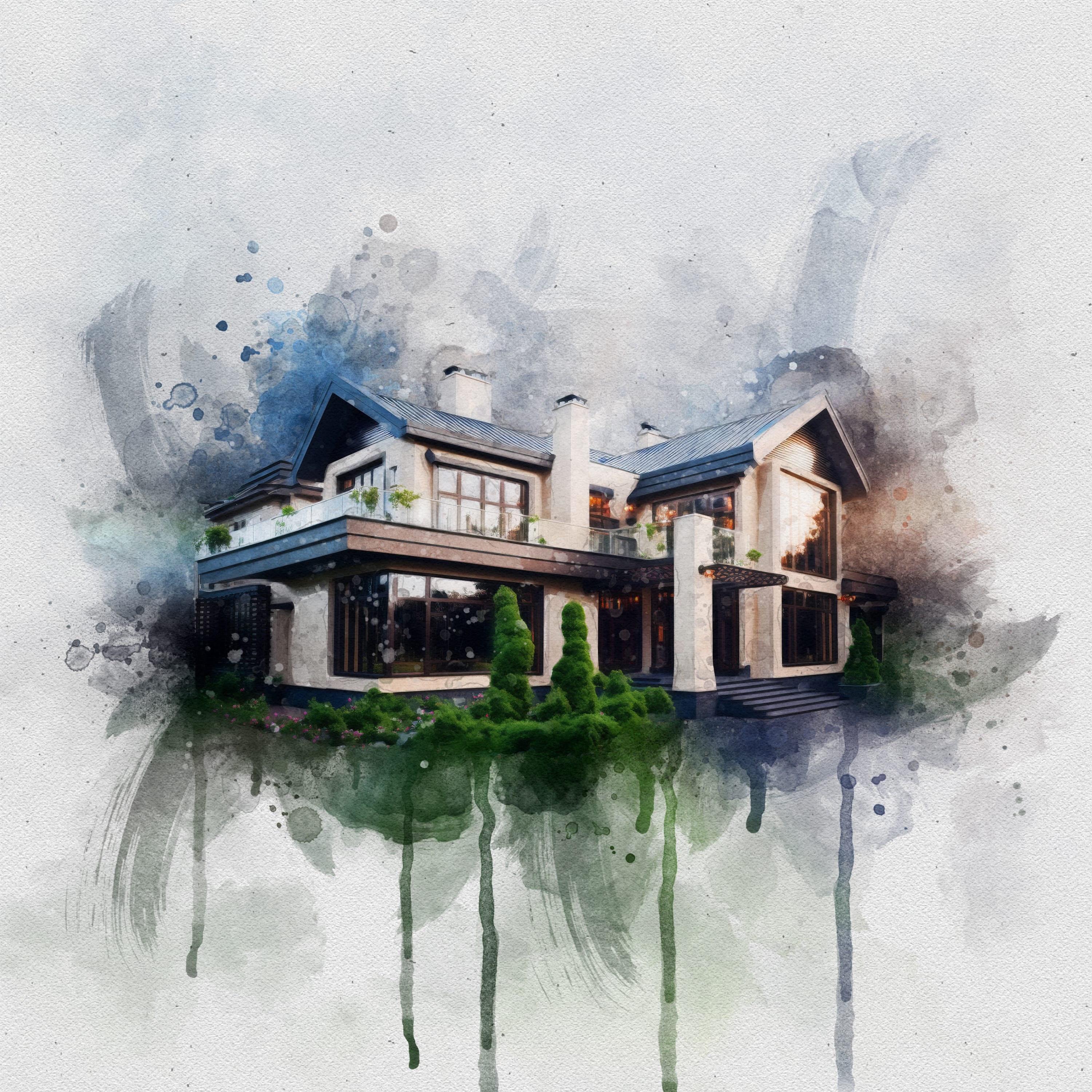 Custom Home Portrait, Watercolor House Painting, Home Painting, Realtor ...