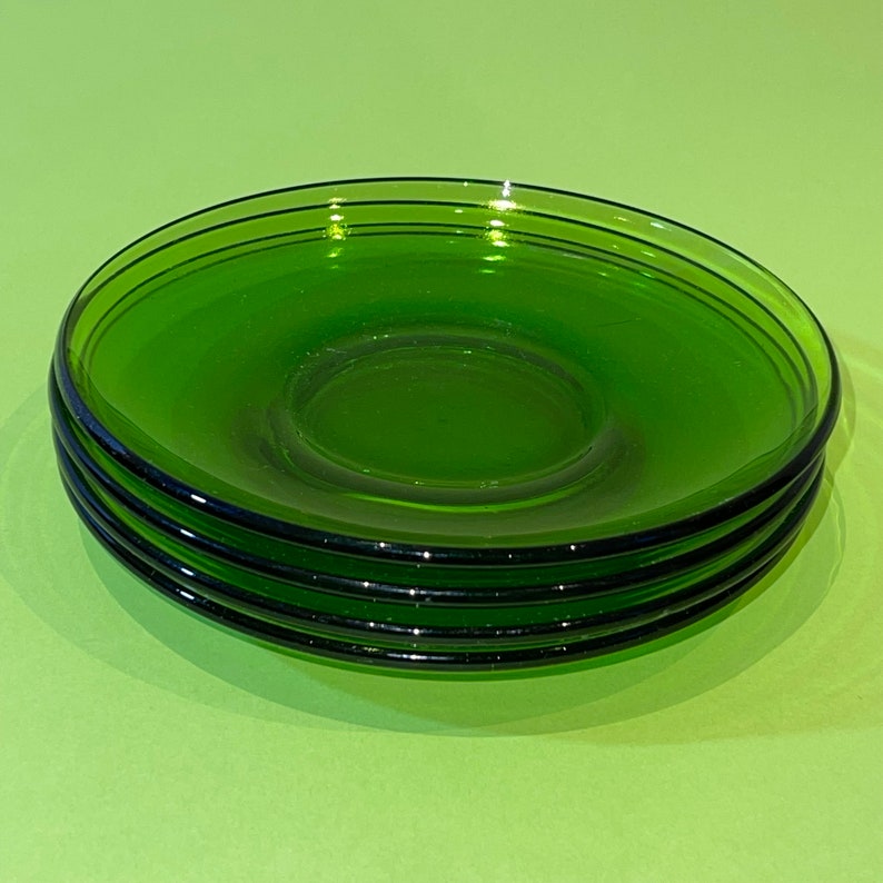 4 Duralex Vintage Emerald Green Glass Plates ø 13cm / 5.11in Etsy