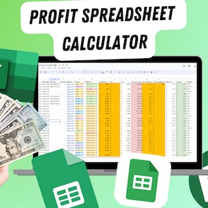 Sales Profit Spreadsheet Template - Google Sheets & Excel - Profit Calculator - Track Profit - Monthly Expenses