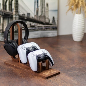 Supporto per controller inciso, supporto per cuffie, supporto per cuffie, decorazione per la sala giochi, regalo per Natale, laurea o compleanno; regalo per la festa del papà