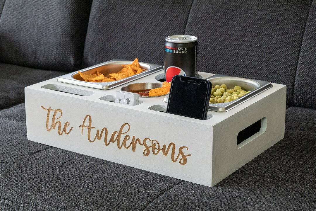 Engraved Sofa Butler for Dads; Unusual Personalized Wooden Gift for Men ...