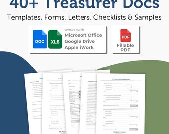 Más de 40 plantillas, formularios, hojas de cálculo, cartas, listas de verificación y muestras para tesoreros