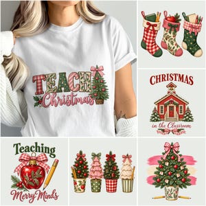 Faux Patchwork Teacher PNG Bundle, Retro Holiday Designs, Teacher Clipart, For Sublimation Prints
