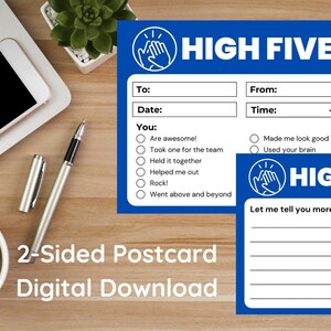 High Five – Cartão de Reconhecimento de Funcionários em Tamanho de Cartão Postal | Ferramenta Simples, Divertida e Significativa para Valorização no Local de Trabalho | Download Digital