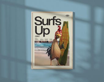 Póster de Chicken Joe Surfs Up: Impresión artística de película retro