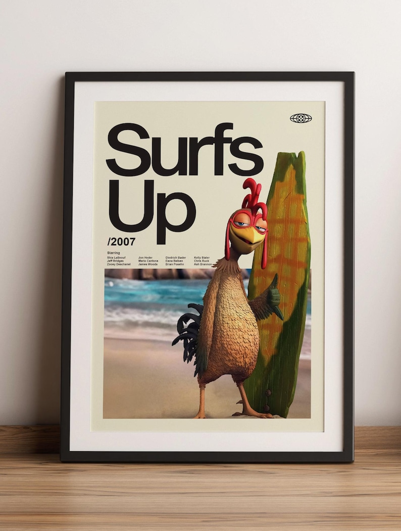 Surfs up Chicken Joe Poster: Retro Movie Art Print - Etsy