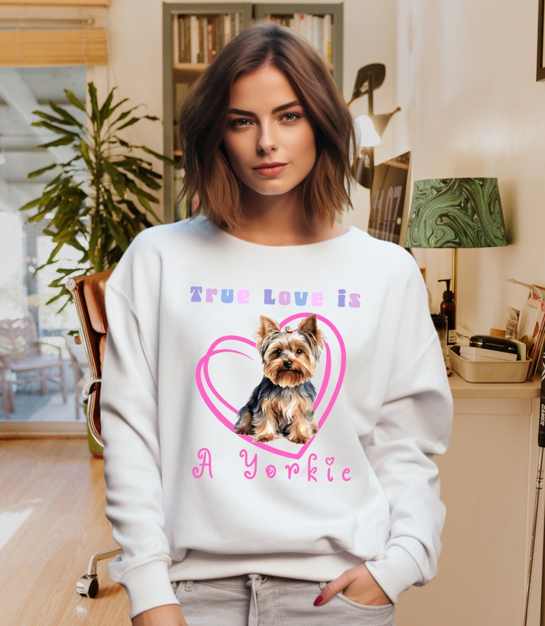 True Love is a Yorkie Pastel Color Womens Sweatshirt, Yorkie Dog