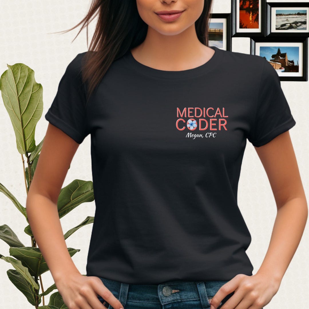 Personalized, CPC, Medical Coder Shirt: Red and White Font - Etsy