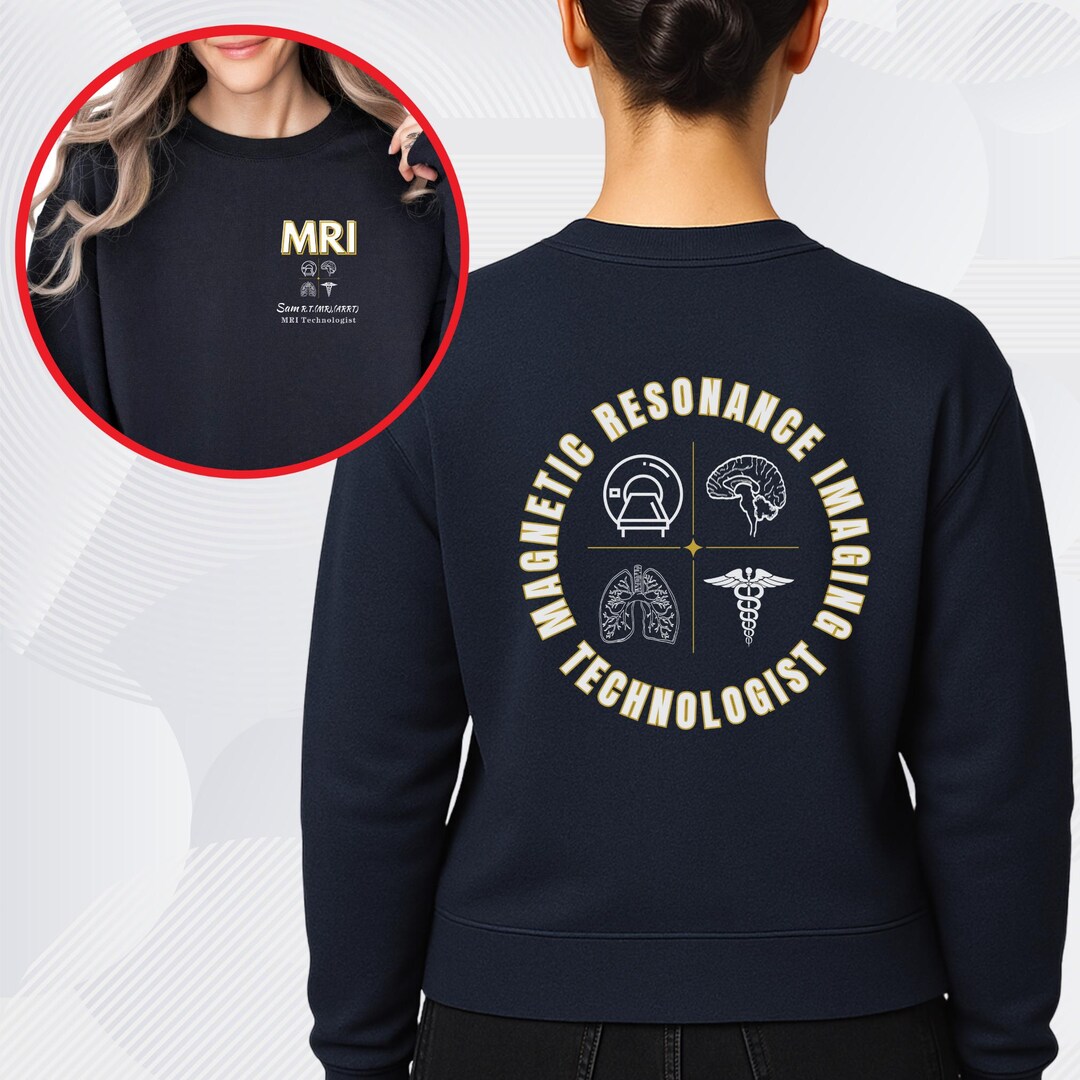 Mri Merch Custom MRI Tech Sweatshirt- Gold Font White Icons: MRI Gifts and ...