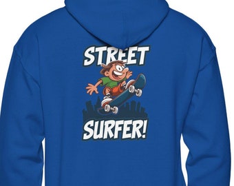 Street Surfer Hoodie, Urban Skateboarding Sweatshirt, Skateboarder Gift, Cool Skater Pullover, Skating Apparel, Hip Hop Hooded Jumper