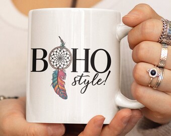Boho Dreamcatcher Free Spirit Style Ceramic Mug, 11oz