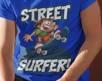 Street Surfer Tee Urban Skateboarding T-Shirt, Skateboarder Gift, Cool Skater Shirt, Skating Apparel, Hip Hop Tee