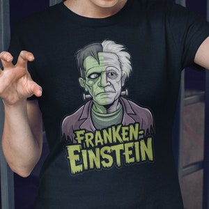 Franken-Einstein: A Quirky Fusion of Frankenstein and Albert Einstein, Halloween, Science, Trick or Treat, Unisex Softstyle T-Shirt