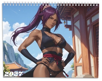 2027 Anime Waifu Wall Calendar, Pin Up Girl Art, Spiral Anime Calendar