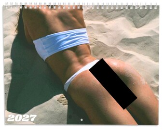 2027 Bikini Model Wall Calendar, Glamour Swimsuit Art, Spiral Hanging Calendar