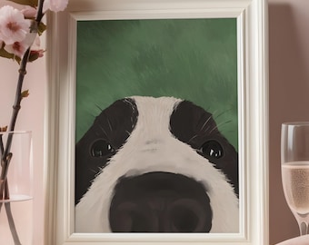 Funny Dog Nose Wall Art Print, Modern Pet Portrait, Dog Lover Gift, Digital Download