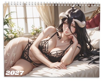 2027 Anime Waifu Wall Calendar, Dark Fantasy Pin Up Art, Spiral Calendar
