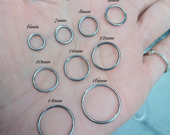 Titanium Clicker Ring Segment Hoop Septum Piercing 14g/16g/18g/20g Hinged Seamless Implant Grade Earring Hoop Silver Cartilage Helix Tragus