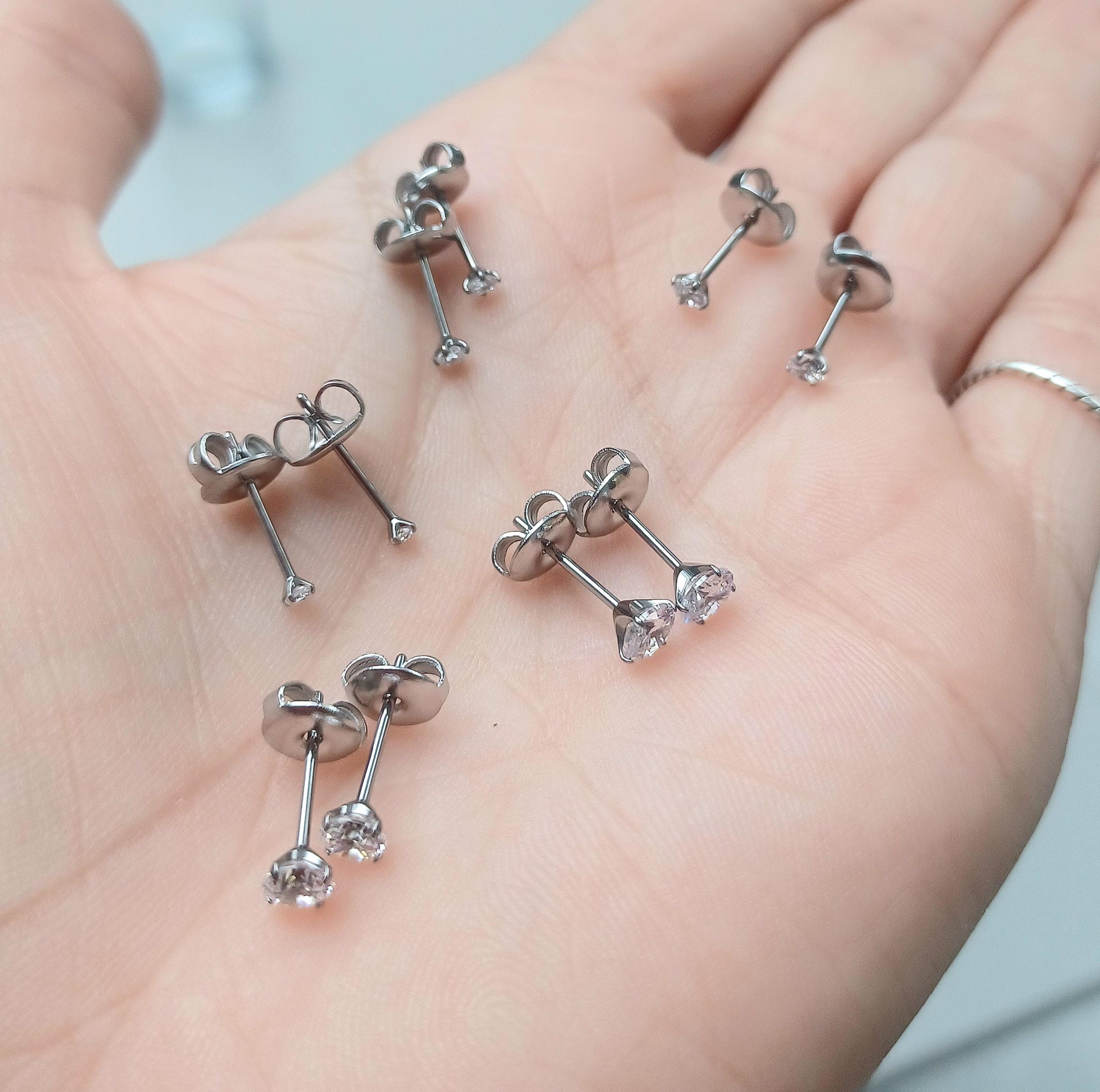 Beautiful Implant Grade Titanium Crystal CZ Stud Earrings