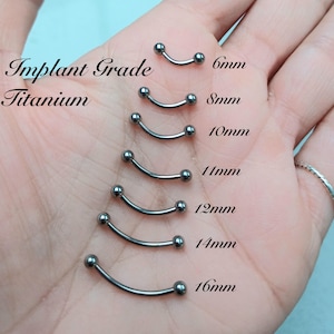 Implant Grade Titanium Eyebrow Bar Septum Piercing Ring 16g 1.2mm Externally Threaded Rook, Tragus, Upper Ear Earring Silver Cartilage Helix