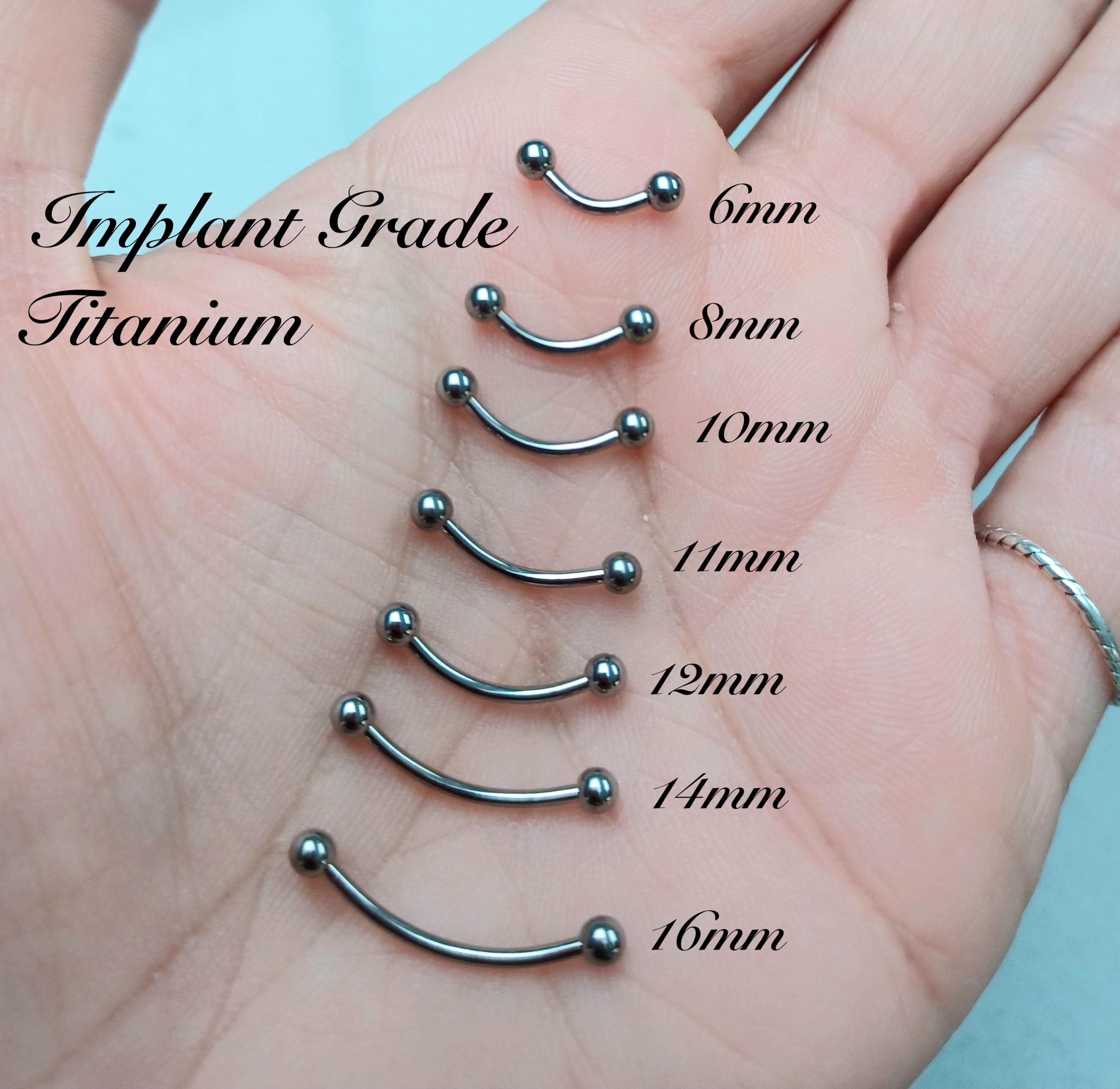 Implant Grade Titanium Eyebrow Bar Septum Piercing Ring 16g 1.2mm Externally Threaded Rook, Tragus, Upper Ear Earring Silver Cartilage Helix