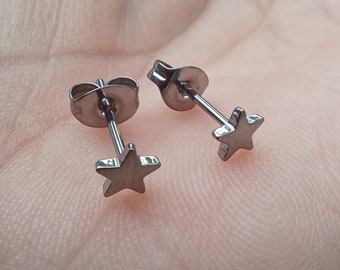 Beautiful Implant Grade Titanium Star Earrings Pair Studs Gold or Silver
