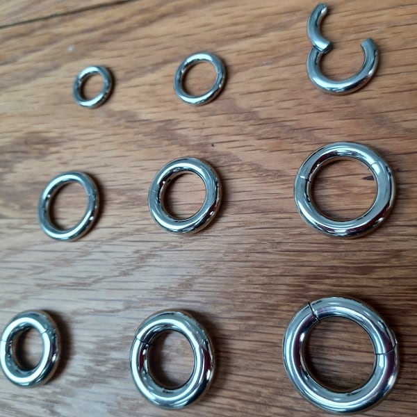 Heavy LARGE Gauge Hinged SEGMENT Ring Smooth PA Prince Albert Good Quality 3mm-6mm Thickness Stainless Steel, Taper, Septum, Clicker