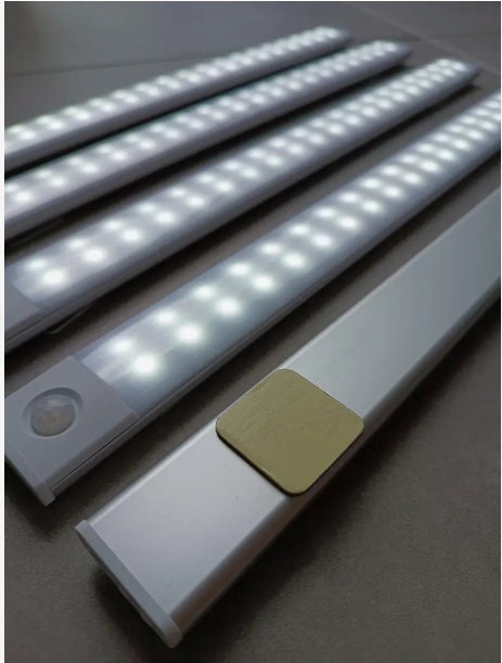 1pc Motion Sensor Under Cabinet Light, Modern Long Strip Intelligent Magnet  LED Closet Light For Home, Battery Powered Night Sensor Lights For Stairs,  Kitchen, Bathroom and Bed