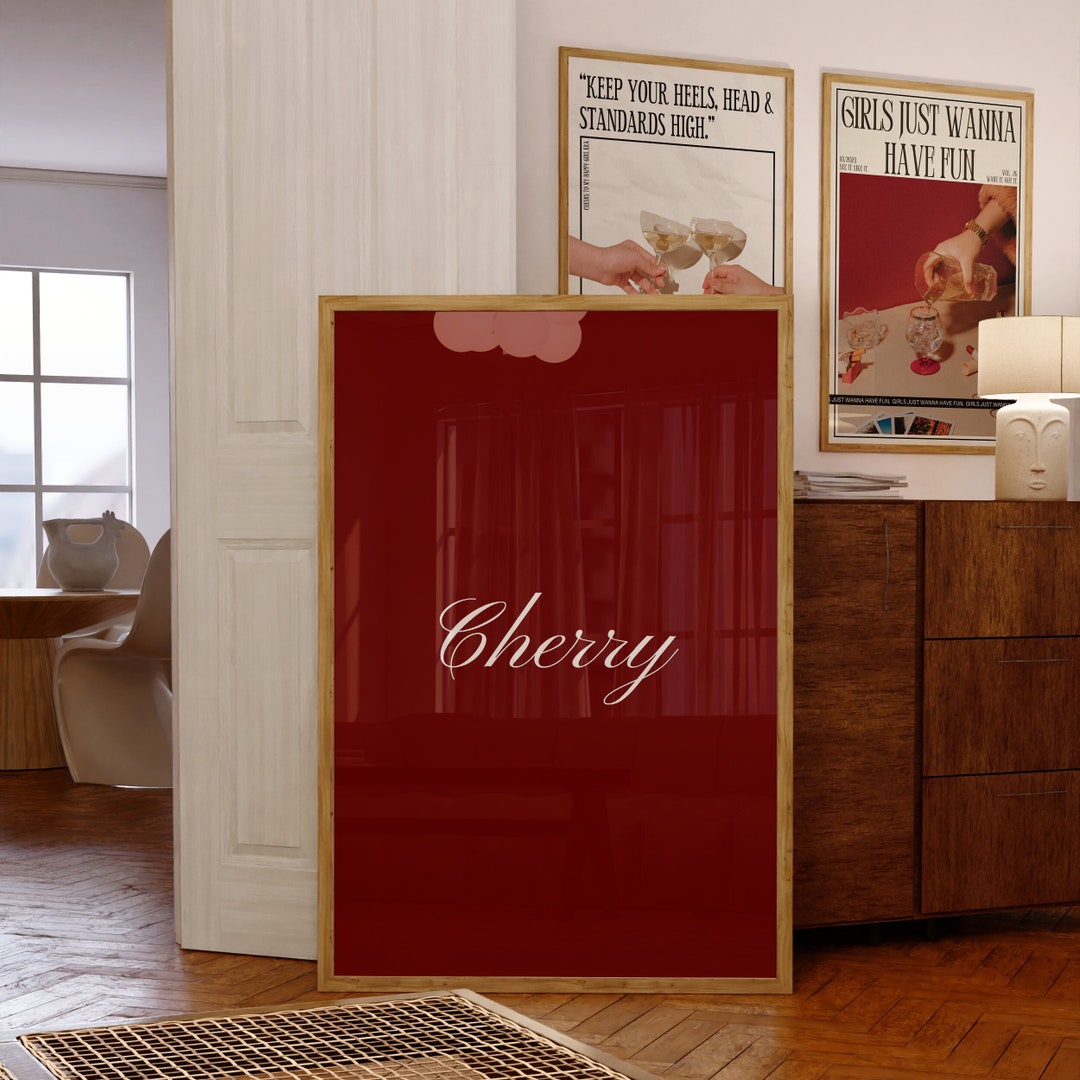 Cherry Red Print Dark Red Printable Wall Art Trendy Girly Prints ...
