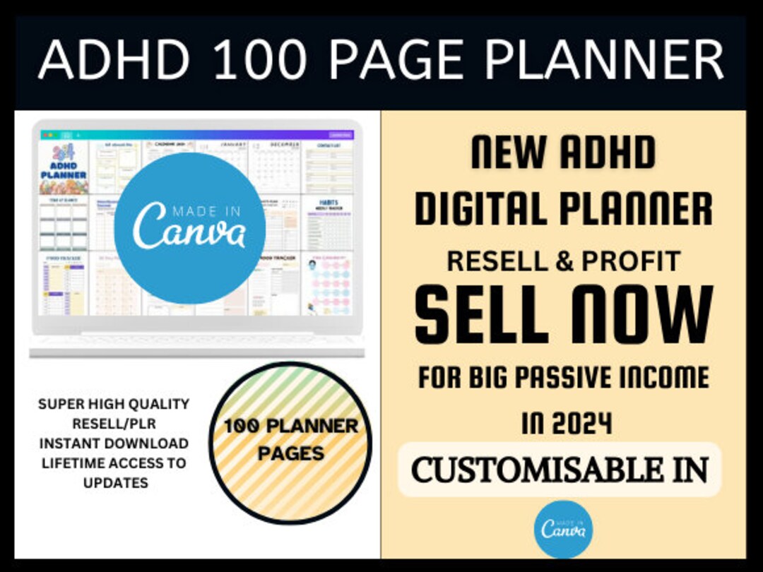 Digital Planner | ADHD Planner | Daily Planner | Resell Rights ...
