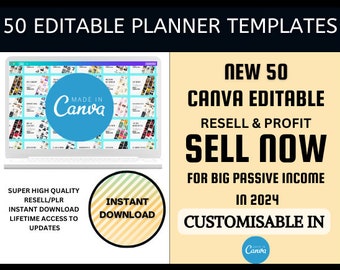 Ultimat planeringspaket | 50 Canva PLR-planerare med Master RESELL-rättigheter | Över 1500 redigerbara och utskrivbara sidor | Direkt nedladdning