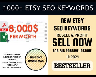 1000 Keywords Etsy PLR Bundle | Our Secret Etsy SEO Keywords Tool | Master RESELL Rights