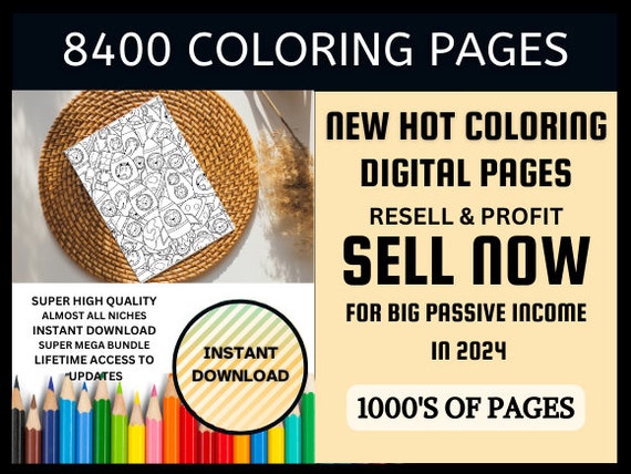 Coloring Pages, 8400 Bundle, Adults Coloring Book, Kids Coloring Books, Coloring Sheets, Digital Download, Printable PDF