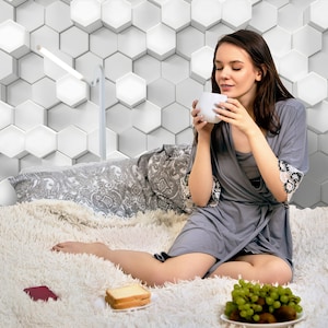 3D Look White Geometric Wallpaper Peel and Stick | Abstract Shape Art Wall Mural, Boho Geometric Wallpaper Traditional Cool Vintage