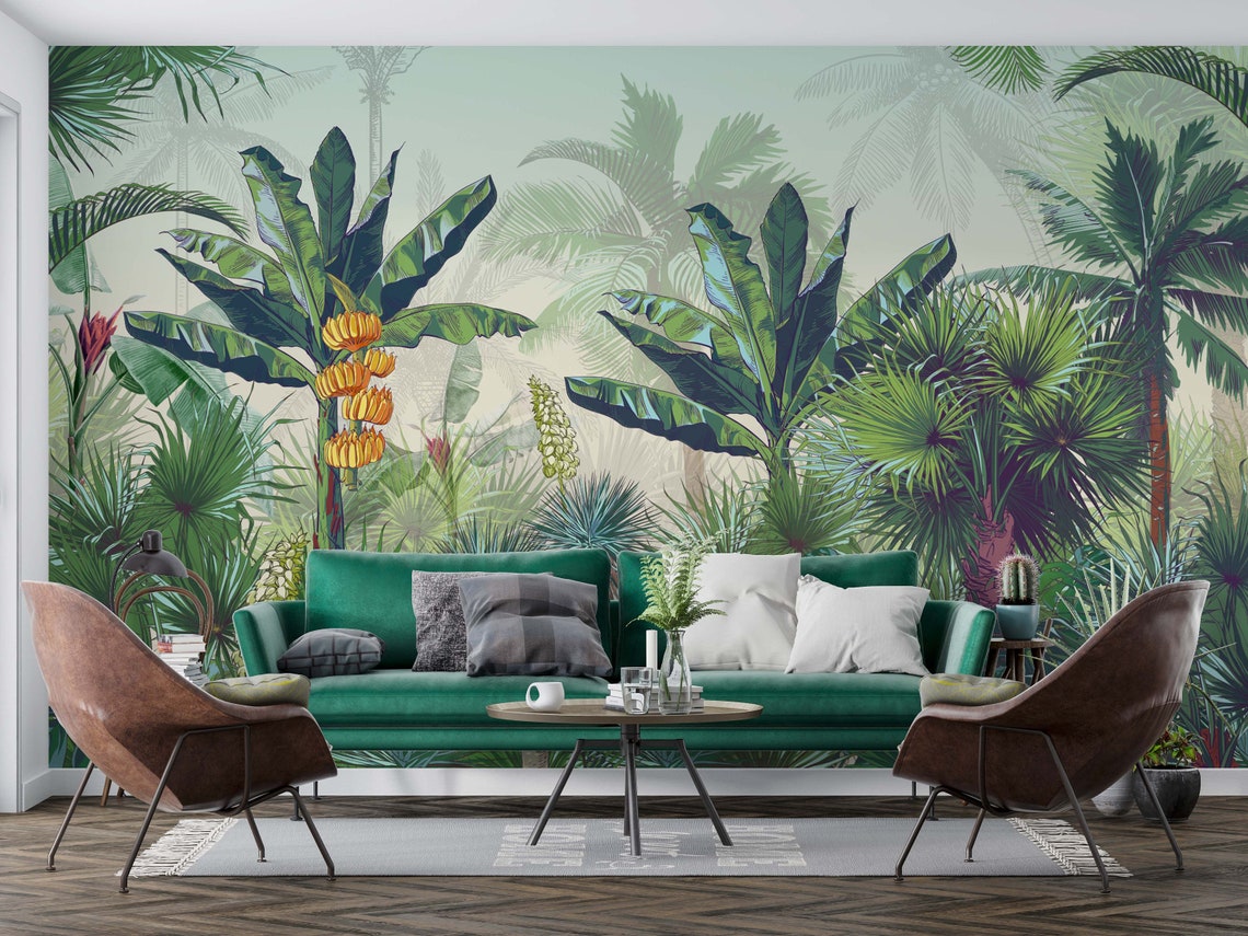 Tropical Rainforest Wallpaper, Peel and Stick Tree Wall Mural - Etsy