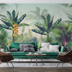 Tropical Forest Wallpaper, Peel and Stick Tropical Tree Wall Mural, Rainforest Wallpaper, Self Adhesive