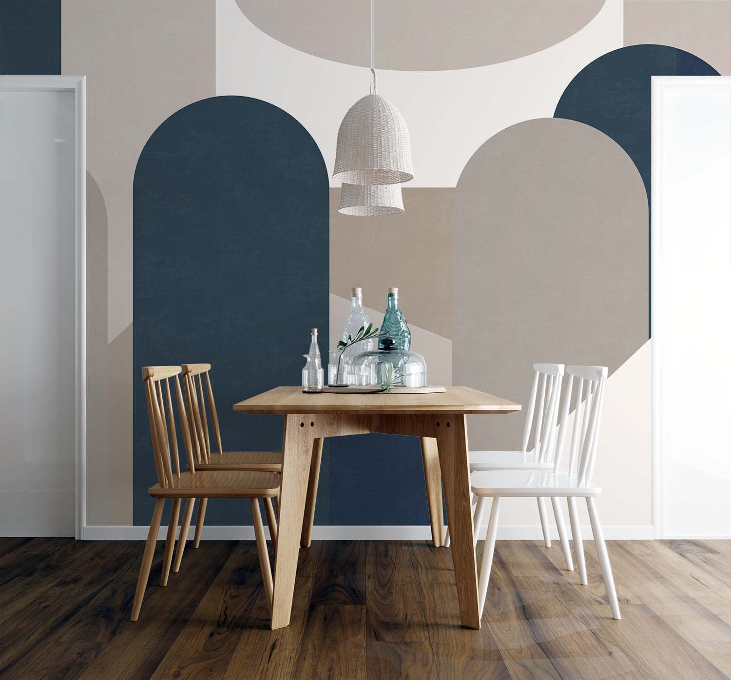 Geometricwallpaper-navy Blue,gray,white Geometricwallpaper-trendy Wall ...