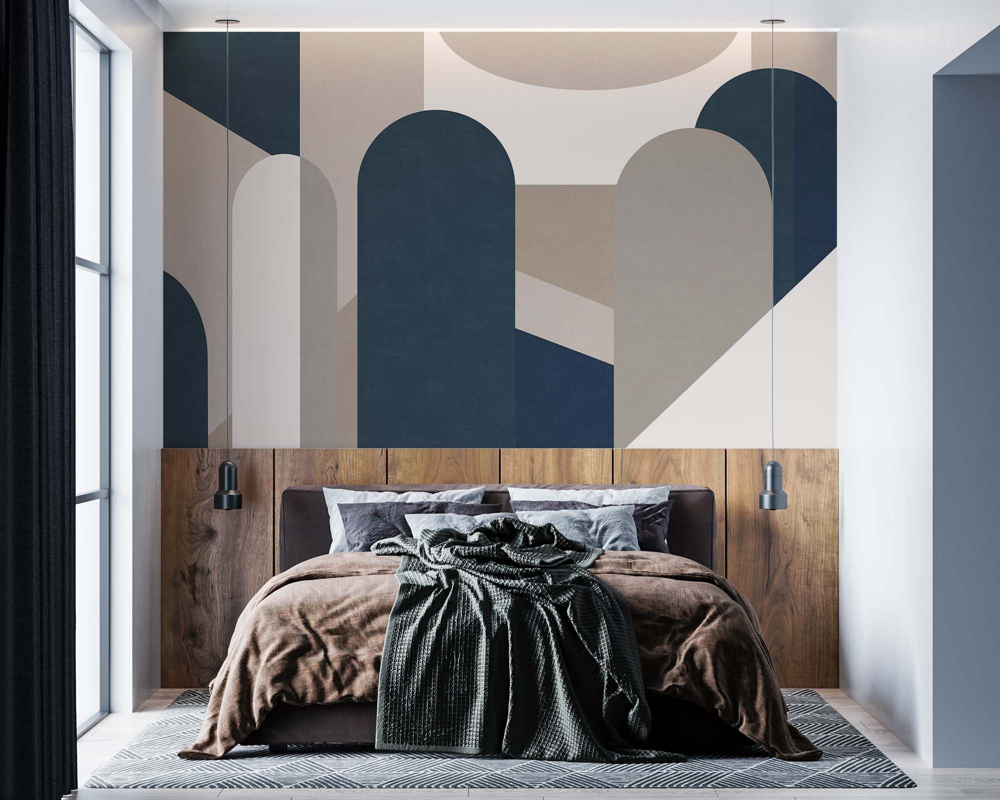Geometricwallpaper-navy Blue,gray,white Geometricwallpaper-trendy Wall ...