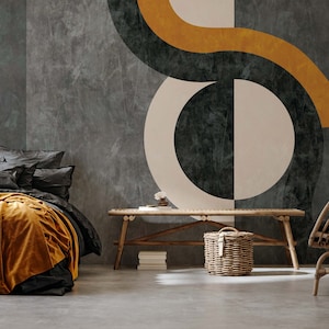 GeometricWallpaper-Stacca e attacca-Astratto Forma Arte Murale-Tradizionale Fresco Vintage Parete Coveing-Astratto Parete Murale-Soggiorno Parete