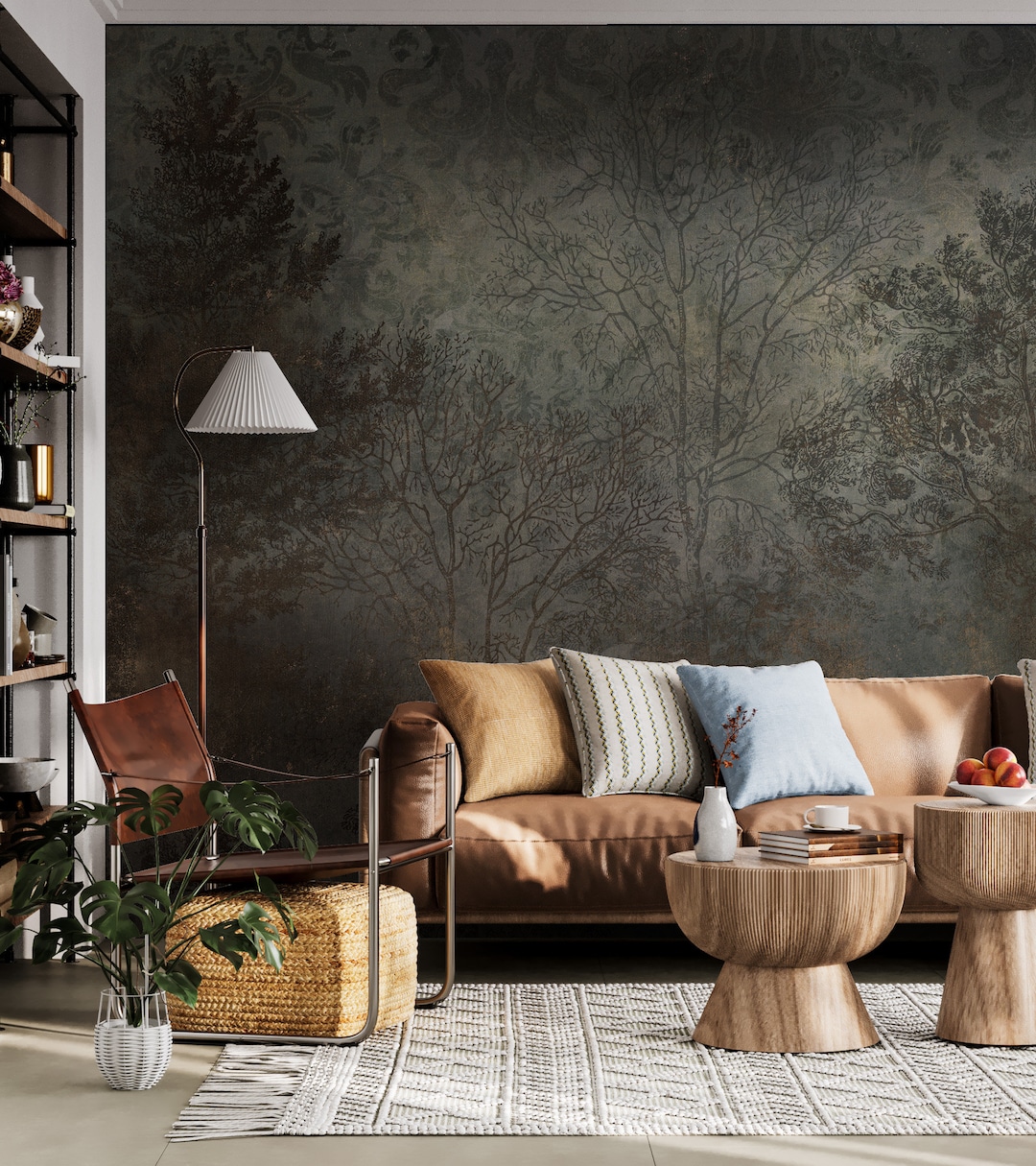 Dark Tropical Wallpaper Botanical Peel and Stick Wall Mural Self ...