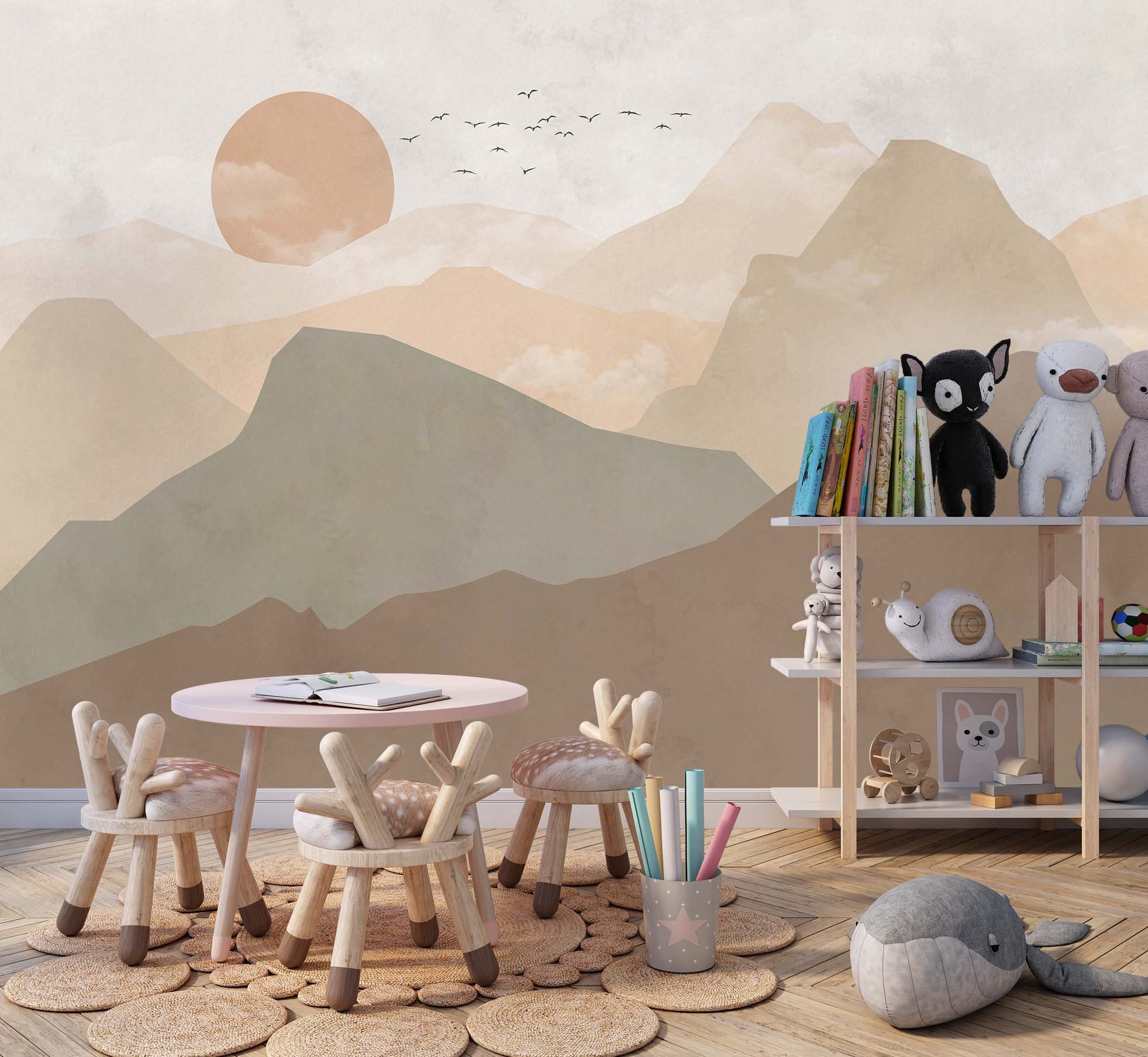 Watercolor Kids Wallpaper, Wall Mural Peel and Stick Wallpaper - Etsy