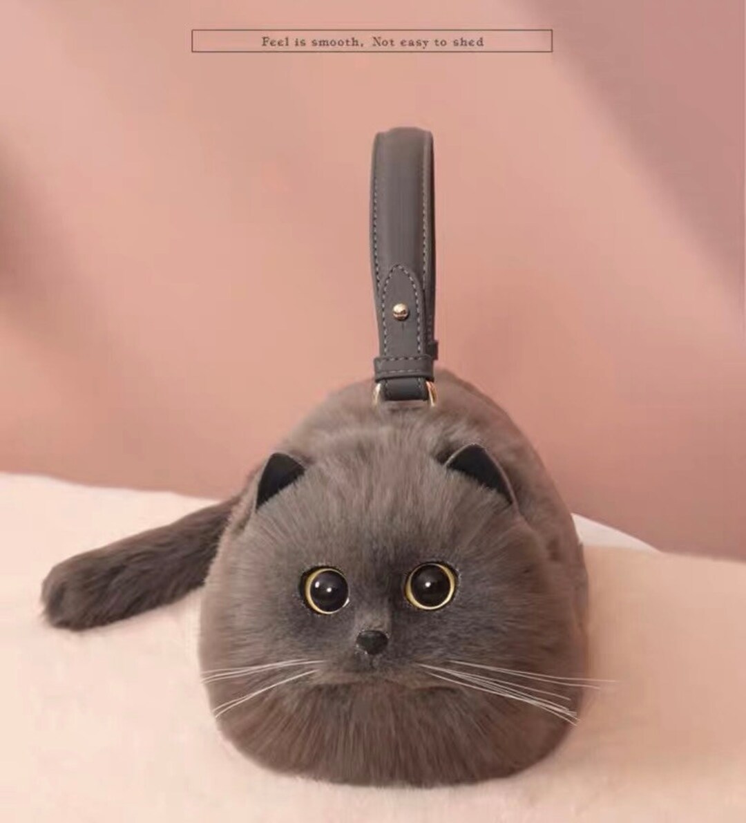 Lovely Greyblack Cat Women's Handbag BC515 Etsy