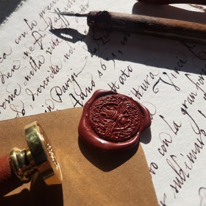 Handwritten letter with sealing wax and renaissance sketch, for holidays, anniversaries, messages, love letter, greetings.