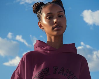 Religious Hoodie Now Faith Hebrews 11:1 Hoodie - Christian Scripture Unisex Pullover