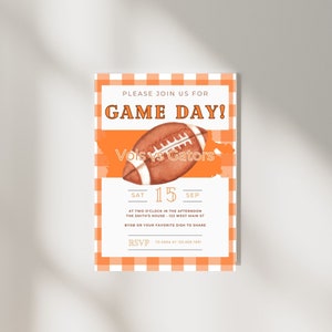 Orange and White Team Football Game Day Party Invitation - Digital