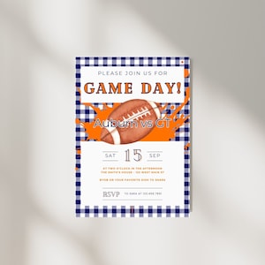 Blue and Orange Team Football Game Day Party Invitation - Digital