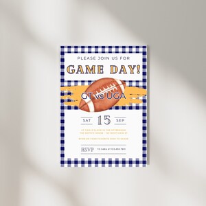 Navy and Gold Team Football Game Day Party Invitation - Digital